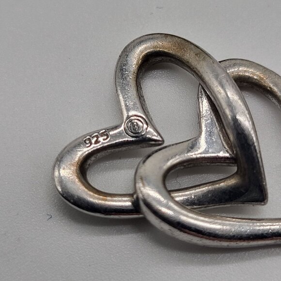 VTG Sterling Silver Double Heart Necklace Indonesia 925 - Picture 4 of 9